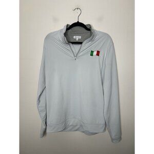 Peter Millar Pullover Mens Gray 1/4 Zip Golf Preppy Italy Logo Size Medium